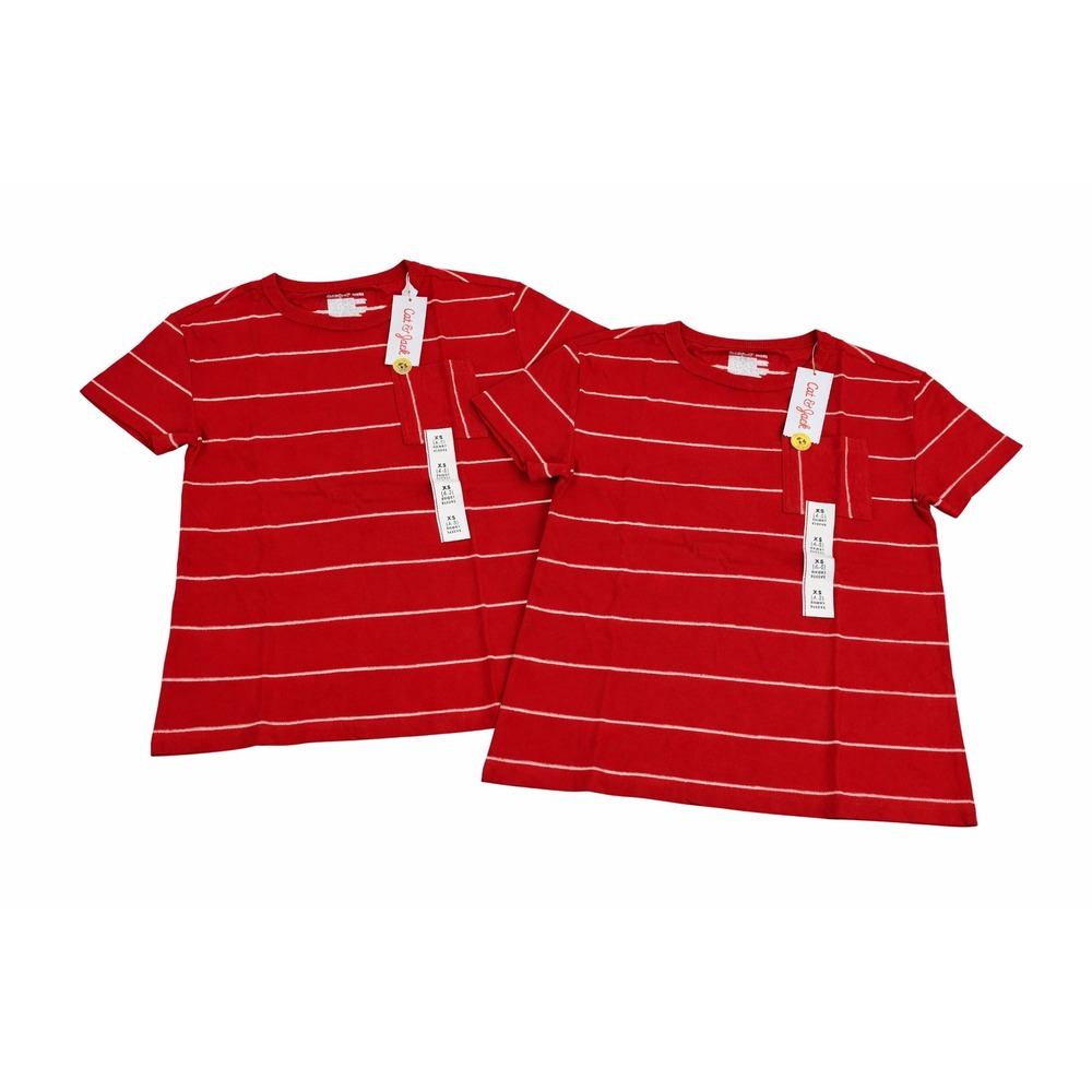2 Shirts Cat & Jack Boys XS(4/5) Red Striped Pocket Short Sleeve T Shirt Top NWT